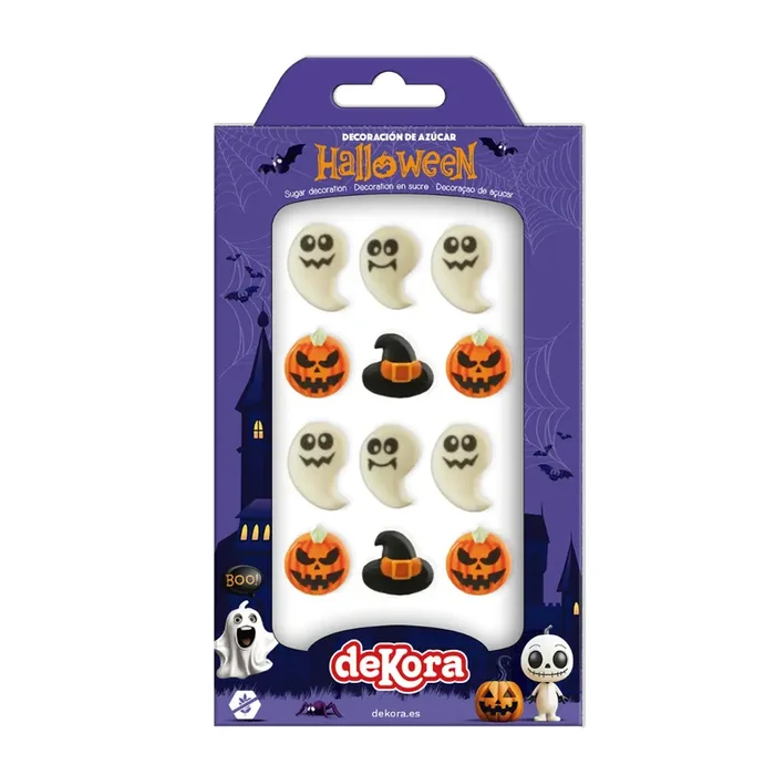 12 decoraciones de azúcar para Halloween fantasma, calabaza y bruja
