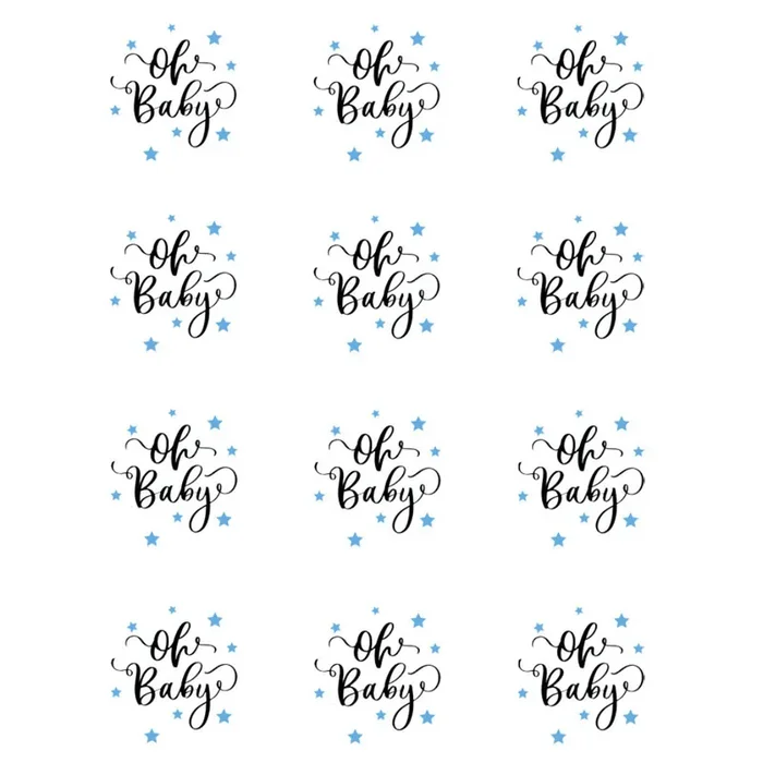 12 discos de azúcar Oh baby blue