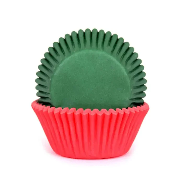 50 cajas para cupcakes rojas y verdes – Navidad