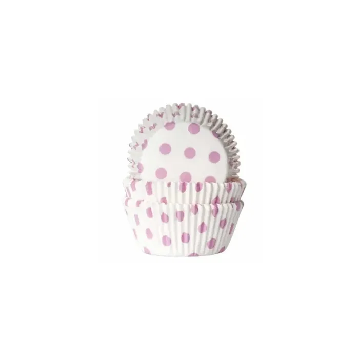 50 estuches para cupcakes de lunares rosas