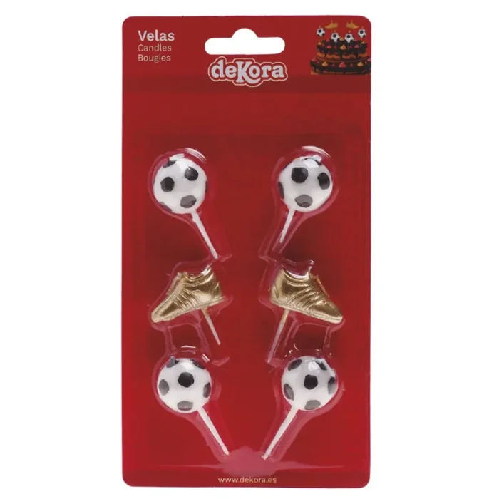 6 velas de fútbol con tallos