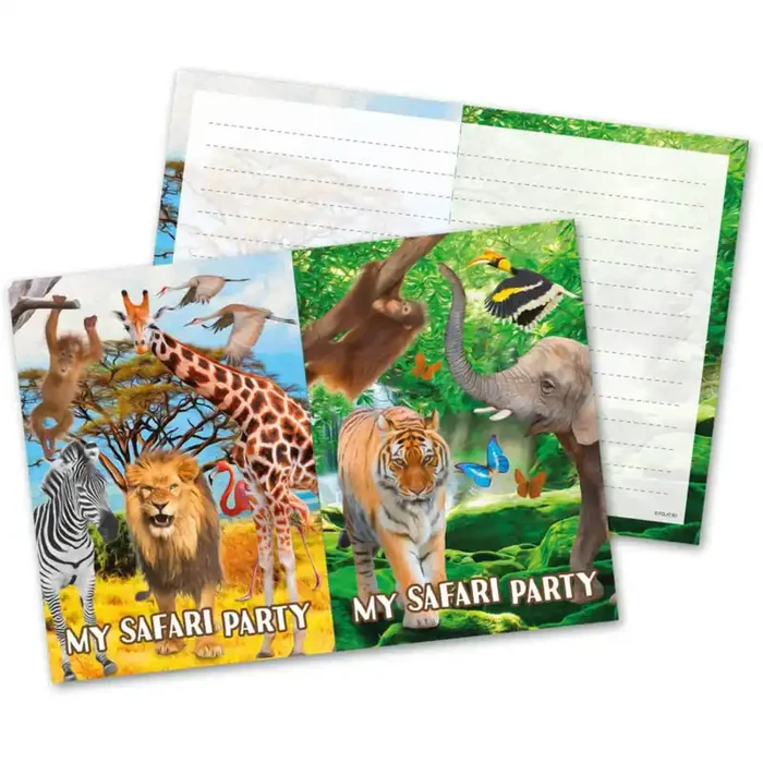 8 tarjetas de invitación de cumpleaños de Safari