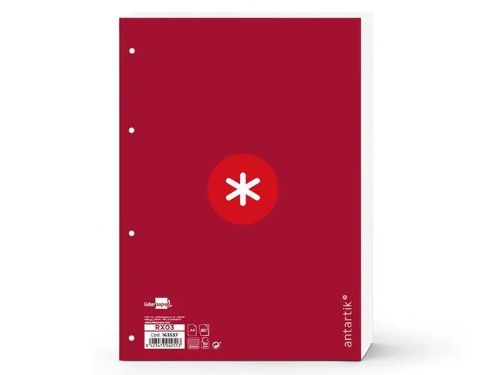 A Buen Precio Recambio liderpapel a4 antartik 80 hojas 90g/m2 cuadro 5 mm 4 taladros 1 banda marco color frambuesa