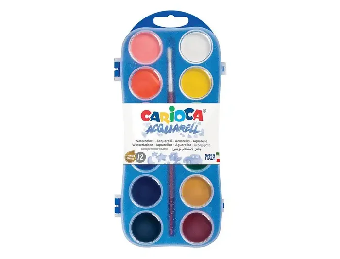 Acuarela carioca 12 colores con pincel estuche de plastico Profesional