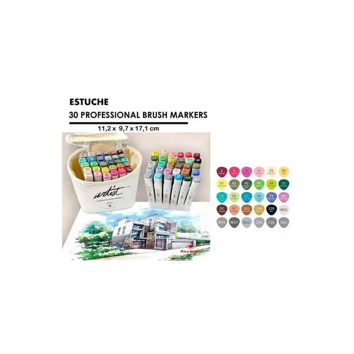 Alex Bog Rotuladores Canvas Luxe Professional Brush Marker Doble Punta Biselada/Pincel Estuche 30 C/Surtidos Venta Final