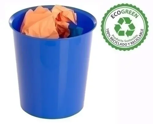 Alta Calidad Papelera Plastico Cerrada a. 2000 18 Litros Azul