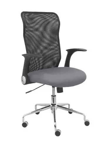 Alta Calidad Silla Piqueras y Crespo Minaya Brazos Retractiles Mecanismo Basculante Ergonomica Respaldo Malla Transpirable Negra Asiento Tapizado Bali Gris Medio