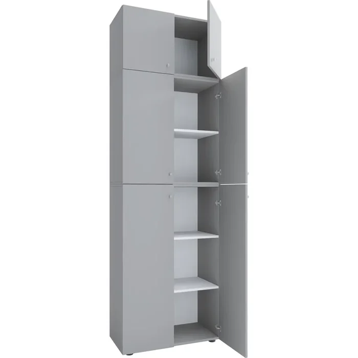 Armario de oficina VCM Lona XXL con puertas batientes, con módulo superior, gris