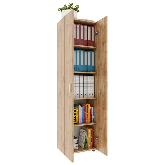 Armario de oficina VCM Ulas-XL de 5 compartimentos, roble miel