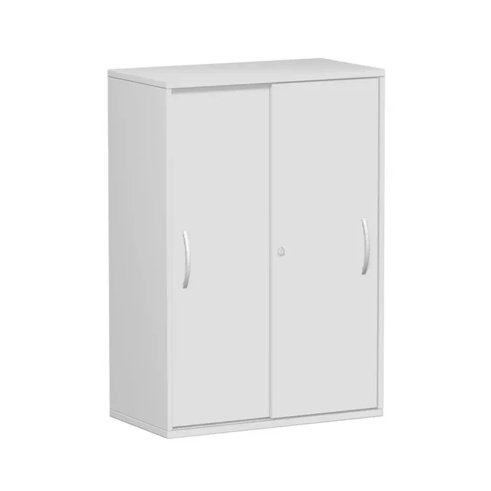 Armario de puertas correderas Lisboa, 3 alturas de archivadores, gris claro