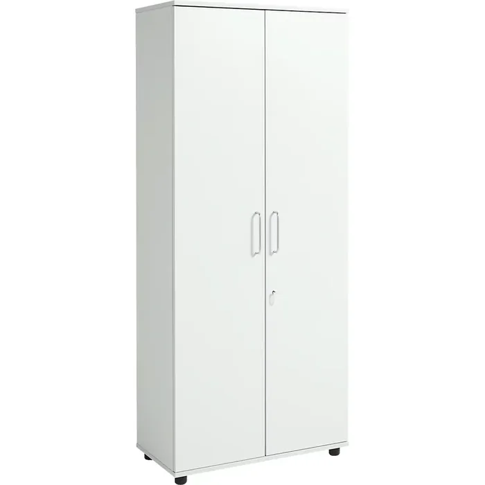 Armario, madera, 4 estantes, 5 AA, An 800 x P 400 x Al 1877 mm, con cerradura, gris luminoso