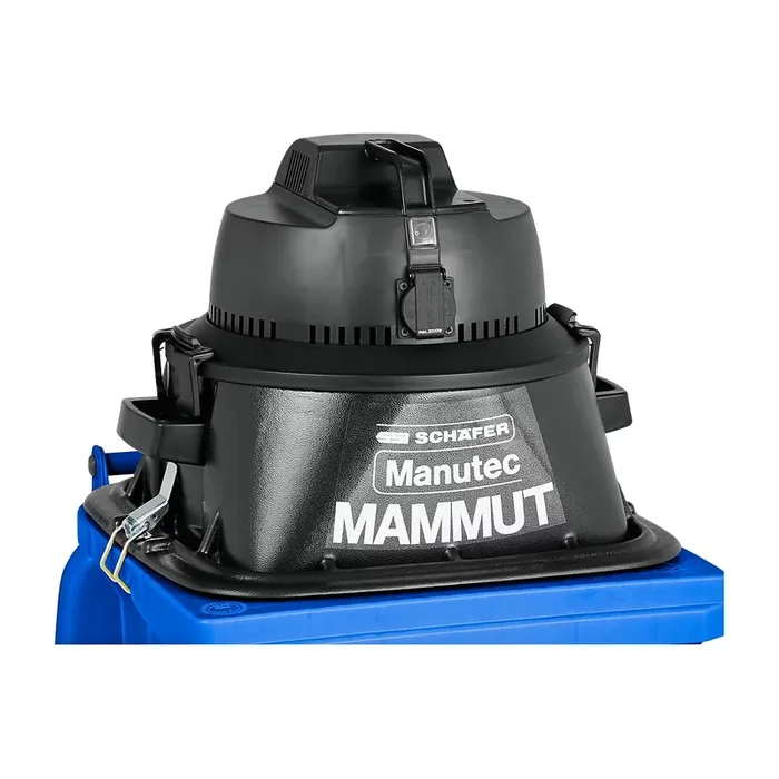 Aspirador con accesorio Manutec-Mammut, 1100 W, apto para cubos de basura de 120 l, con toma para herramientas, 1 filtro de cartucho y 1 filtro de vellón