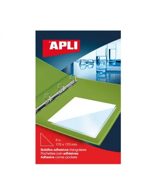 Barato APLI 6 BOLSILLO TRIANGULAR ADHESIVO TRANSPARENTE 17X17 CORTE DIAGONAL – 2590