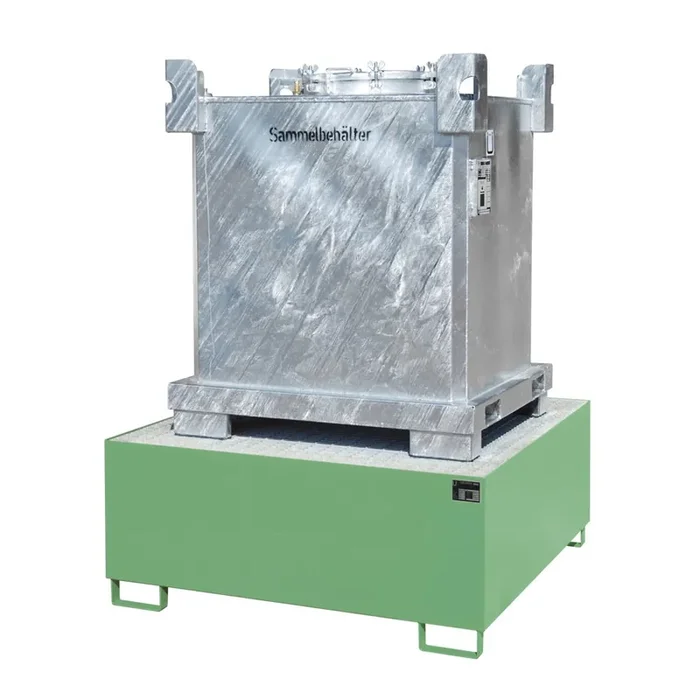 Bauer® Cuba de contención de acero para 1x KTC/IBC (contenedores cisterna cúbicos /a granel), verde reseda