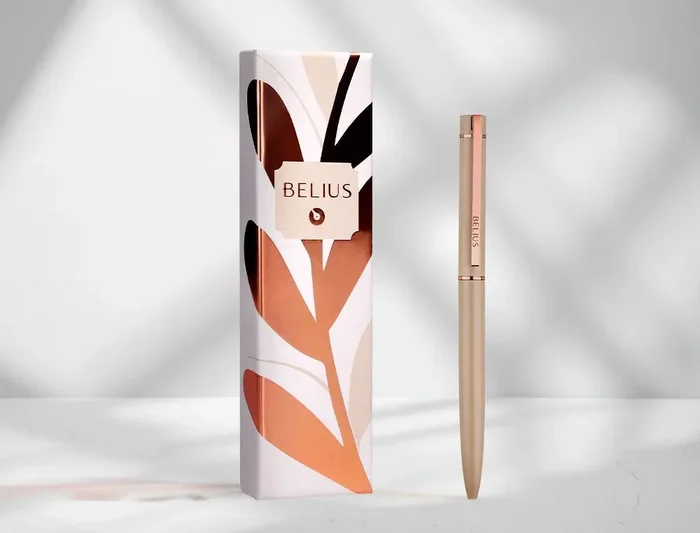 Boligrafo belius rose aluminio color beige claro oro rosa tinta azul caja de diseńo Precio De Fábrica