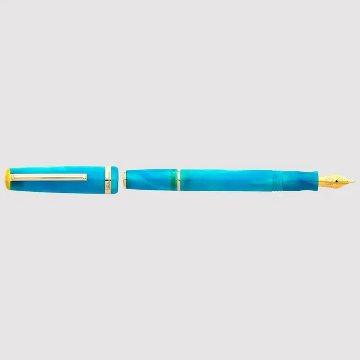 Bolígrafo de bolsillo JR – Paraíso – Brisa azul con adornos dorados