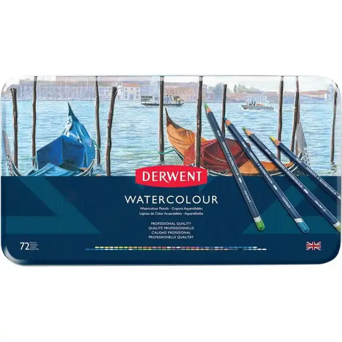 CAJA DE METAL 72 LÁPICES DERWENT «WATERCOLOUR» Certificado