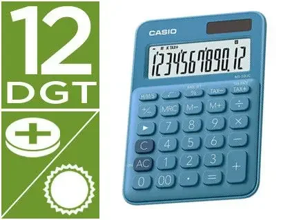 Calculadora casio ms-20uc-bu sobremesa 12 digitos tax +/- color azul Ordena Ya