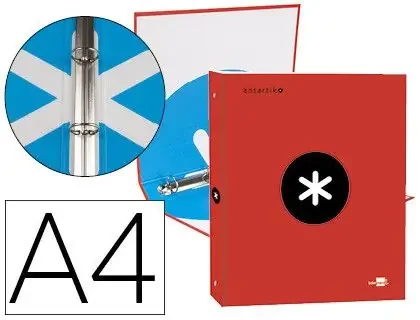Carpeta liderpapel antartik A4 forrada 4 anillas 25 mm redondas color rojo Barato