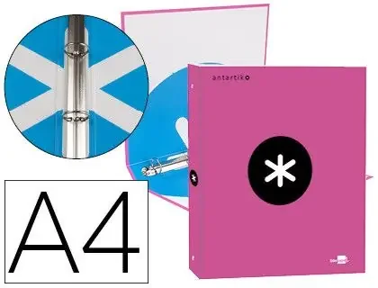 Carpeta liderpapel antartik A4 forrada 4 anillas 25 mm redondas color rosa Promoción