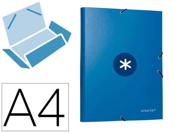 Carpeta liderpapel antartik gomas A4 3 solapas carton forrado azul oscuro Última Versión