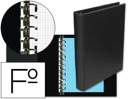 Carpeta Multifin Alfa 3005-G 16 Anillas 40 mm Plastico Folio Negro Descuento