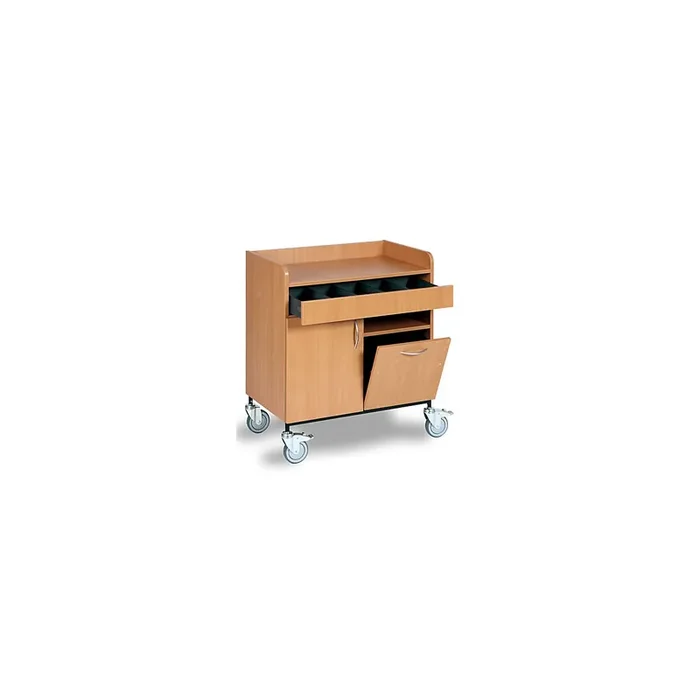 Carrito para camareros cajón para cubiertos, recipientes para residuos, 1 balda