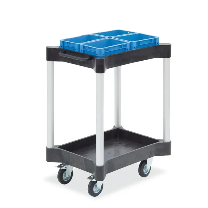 carro de transporte multiusos con bañeras, 2 niveles, 604 x 404 mm