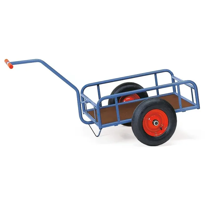 Carro manual fetra® de 1 eje, paredes abiertas, bandajes neumáticos, superficie de carga 795 x 445 mm