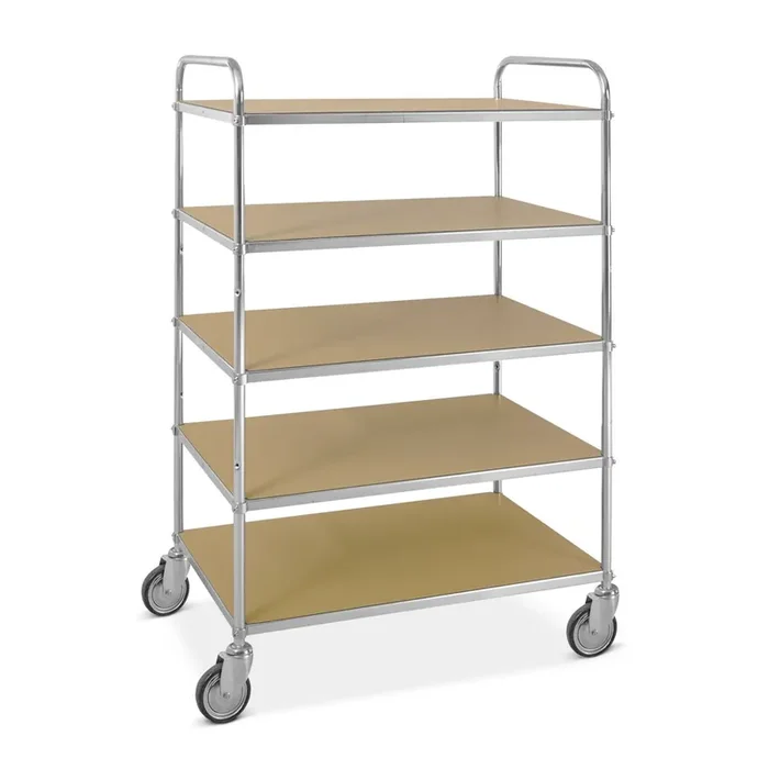 carros con estantes ESD, altura de construcción de grillete 1.445 mm, 5 estantes de 940 x 540 mm
