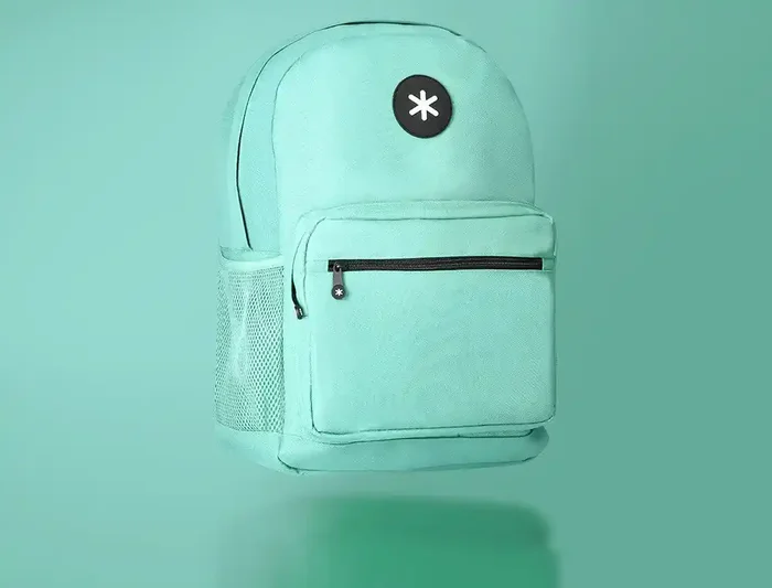 Cartera antartik mochila con asa y bolsillo frontal concremallera color verde menta 320x140x430 mm Certificado
