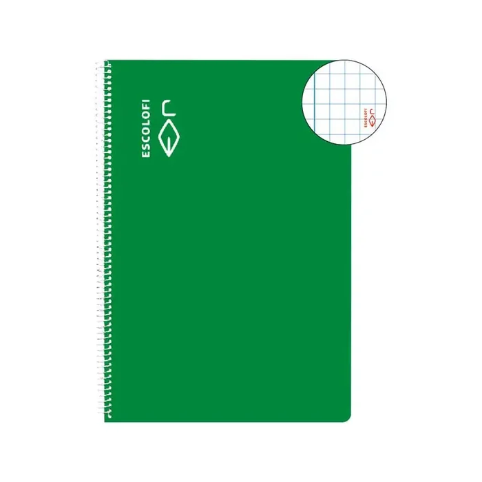 Certificado CUADERNO ESPIRAL 100h ESCOLOFI Fº 5×5 CON MARGEN – Verde
