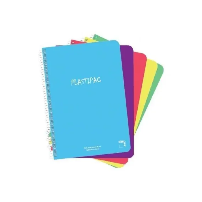 Certificado Pacsa Cuaderno Plastipac 80 Hojas Liso Tapas Polipropileno Folio 90gr Colores Surtido -5u-