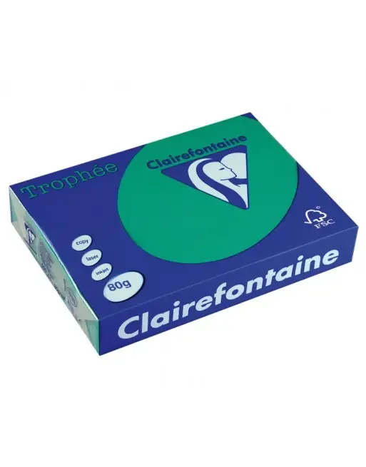 CLAIREFONTAINE PACK 500H PAPEL DE COLOR TROPHEE A4 80G VERDE ABETO – 1783C A Buen Precio