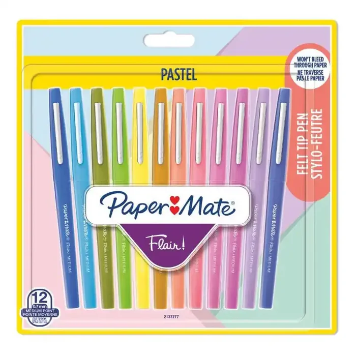 Compra Ahora Bolígrafo Fibra Paper Mate Flair 12er Pastel M 0,7 Mm Blister