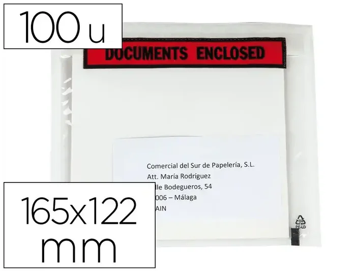 Compra Hoy Sobre autoadhesivo q-connect portadocumentos multilingue 165×122 mm sin ventana paquete de 100 unidades