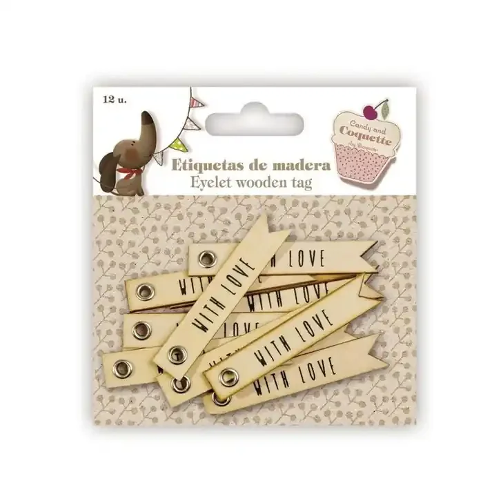 Conjunto 12 Etiquetas Madera Busquets With Love Liquidación