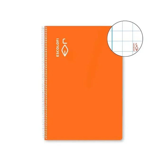 CUADERNO ESPIRAL 100h ESCOLOFI Fº 8×8 CON MARGEN – Naranja Mejor Calidad