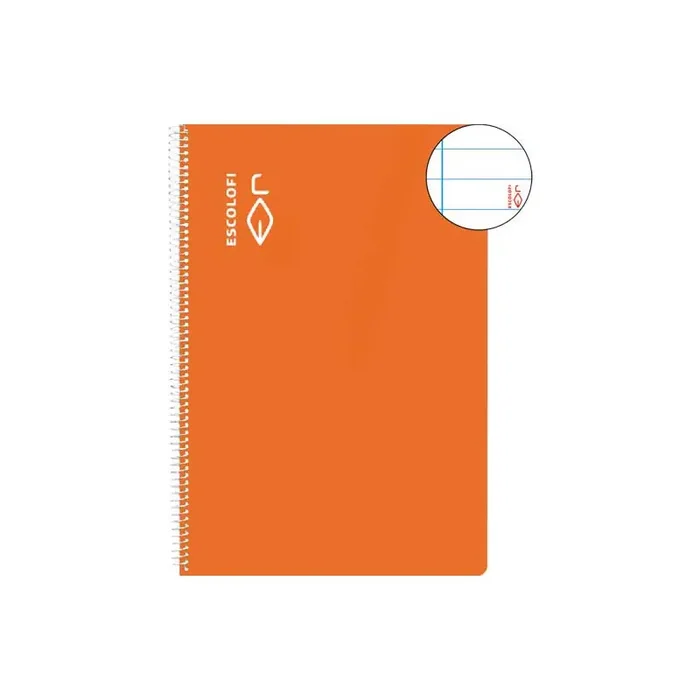 CUADERNO ESPIRAL 80h ESCOLOFI A4 HORIZONTAL CON MARGEN – Naranja Auténtico