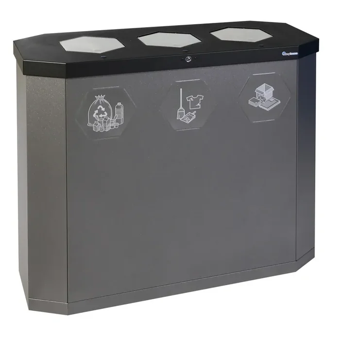 Cubo de residuos stumpf® Sixco 3 swing hierro micáceo