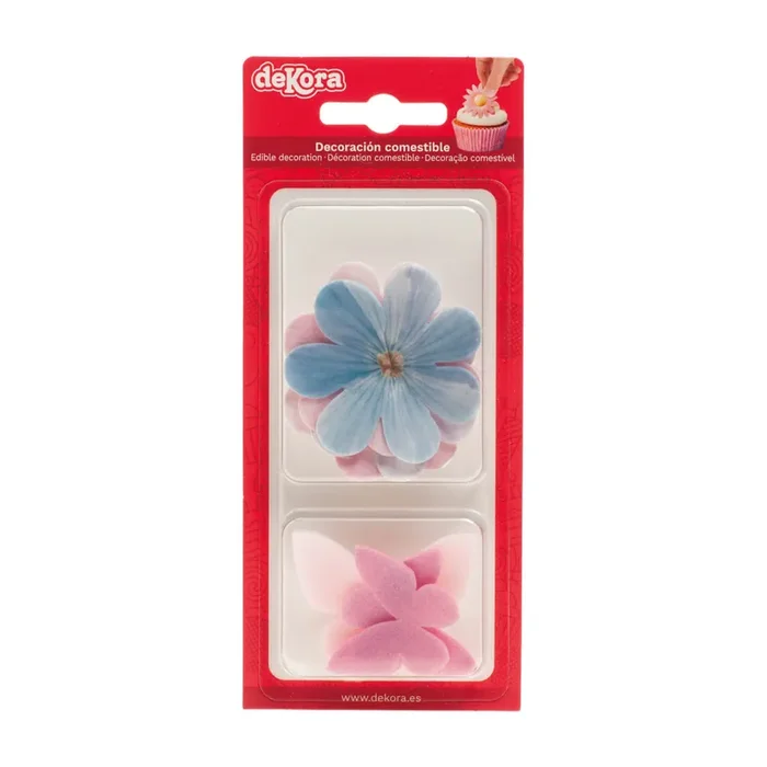 Decoraciones comestibles de flores y mariposas