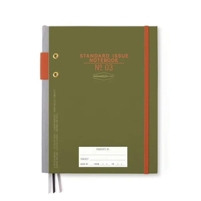 Designworks Ink – Standard Issue Notebook No. 3 Army Green Chili – Cuaderno Planificador Diario A5 (17,1 x 21,6 cm)