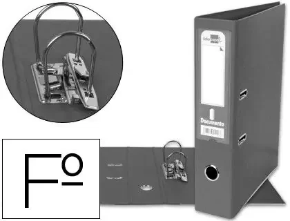 Disponible Ahora Archivador de Palanca Liderpapel Folio Documenta Forrado Pvc con Rado Lomo 75Mm Gris Compresor Metalico