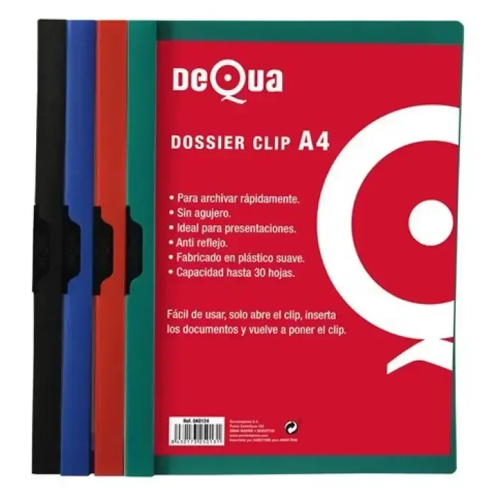 DOSSIER CON CLIP A4 30H NEGRO DEQUA Oferta Especial