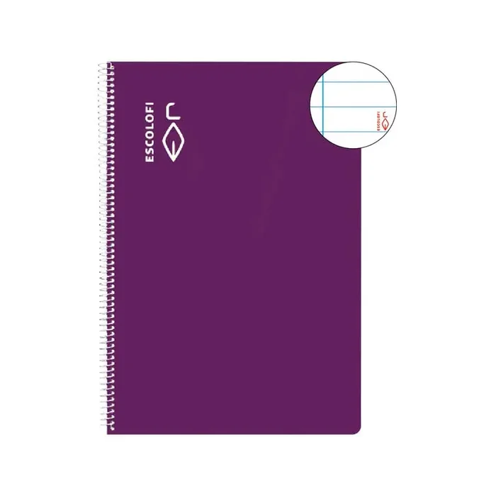 Envío Inmediato CUADERNO ESPIRAL 100h ESCOLOFI Fº HORIZONTAL CON MARGEN – Violeta