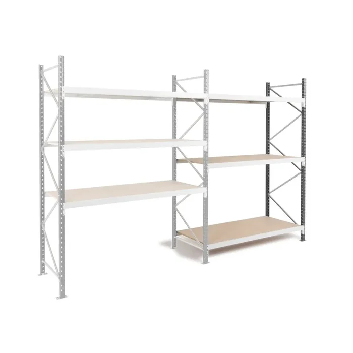 Estantería ancha ManOrga, con tableros de aglomerado, módulo inicial, carga por estante 880 kg, 2.000 x 1.800 x 600 mm (alto x ancho x fondo)