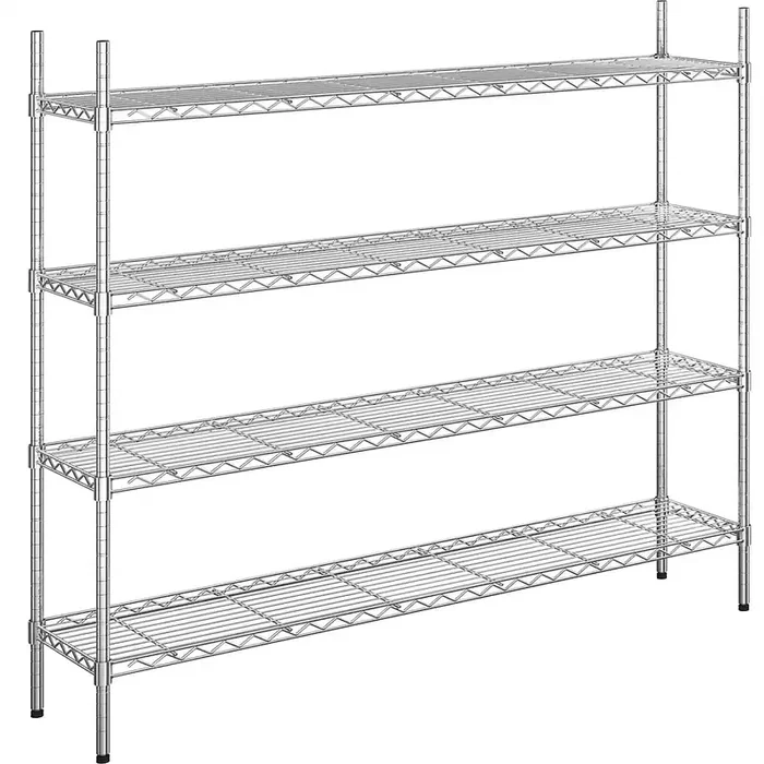 Estantería de malla de alambre de acero, cromada carga por balda 100 kg, A x P 1520 x 360 mm