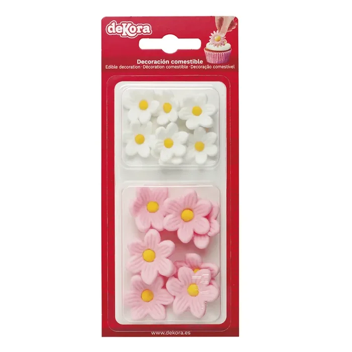 Flores de azúcar rosas y blancas