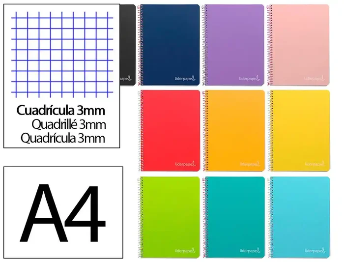 Hecho A Mano Cuaderno espiral liderpapel A4 witty tapa dura 80h 90gr cuadro 3mm con margen colores surtidos