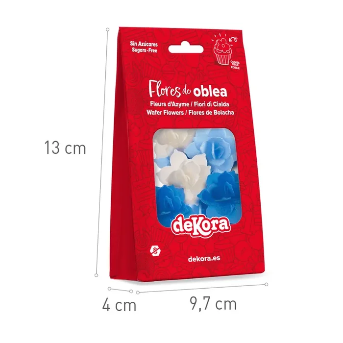 Juego de 8 mini nenúfares de oblea azul